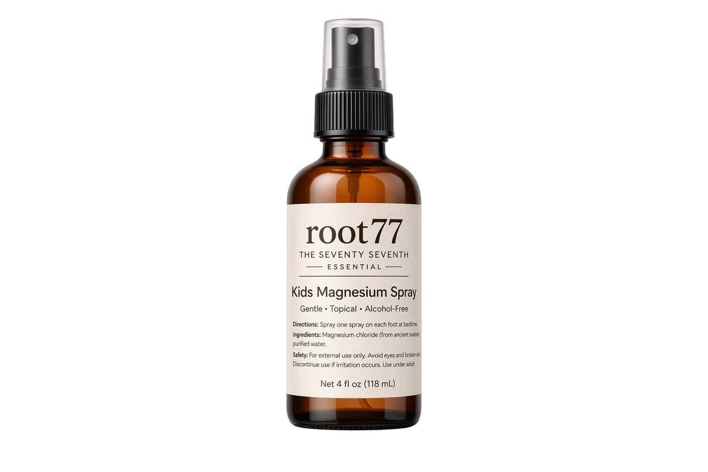 Root77 Kids Magnesium Spray bottle on a white background